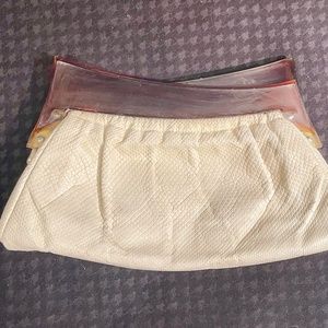 70's Vintage White Clutch with Lucite Trim